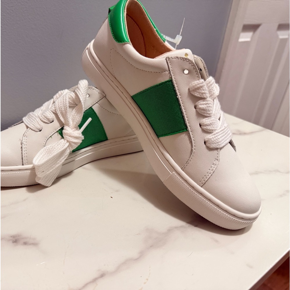 Kate Spade 6 White Sneakers with Green Accents